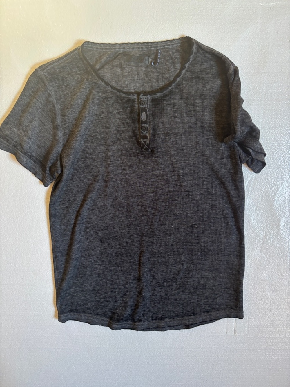 Royal Knight Dark Heather Gray Short Sleeve Henley Tee